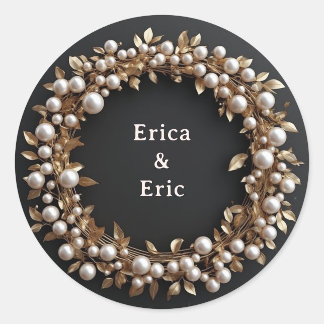 Sticker Rond Couronne d'or Merci Citation Sur Fond de Perle ✨ (Devant)