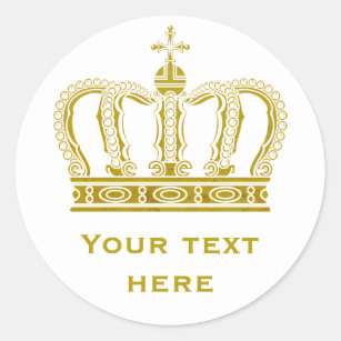 Sticker Rond Couronne d'or + votre texte