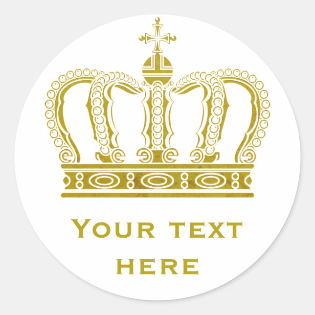 Sticker Rond Couronne d'or + votre texte (Devant)