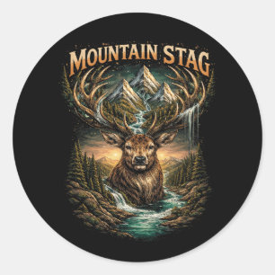 Sticker Rond Couronne du cerf de montagne