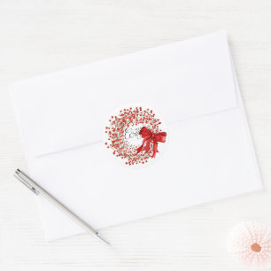 Sticker Rond Couronne festive classique aux fruits rouges Joyeu