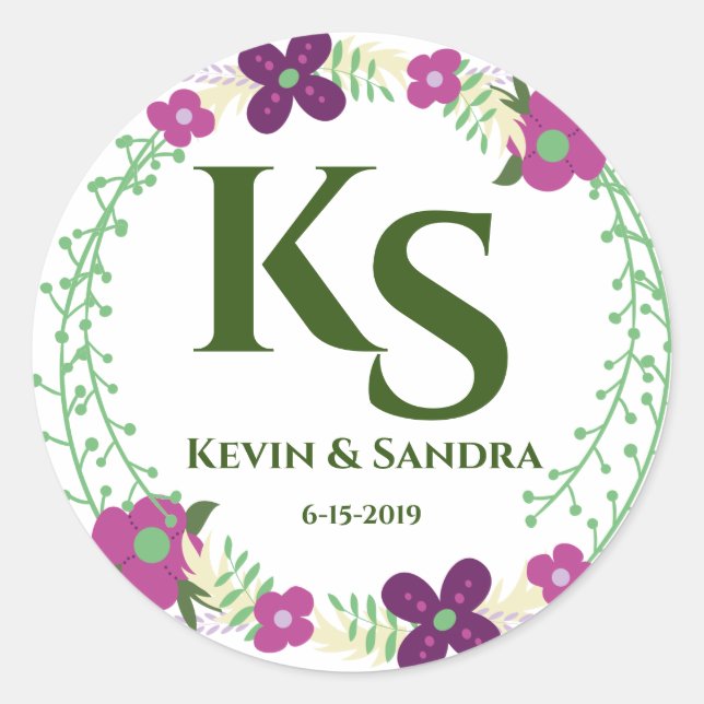 Sticker Rond Couronne florale (Devant)