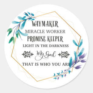 Sticker Rond Couronne florale bleue chrétienne