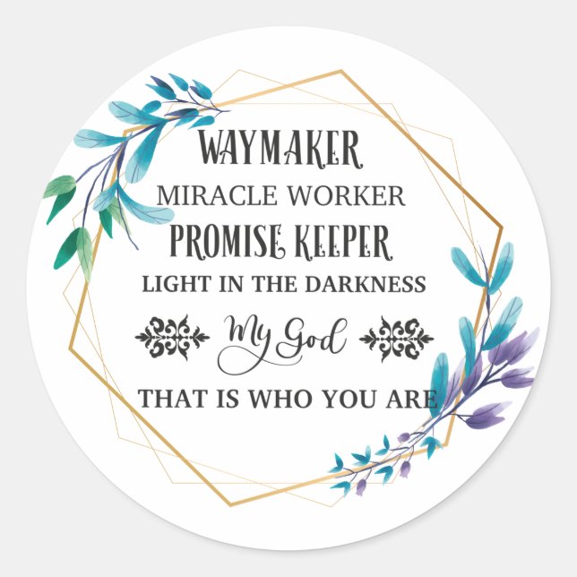 Sticker Rond Couronne florale bleue chrétienne (Devant)