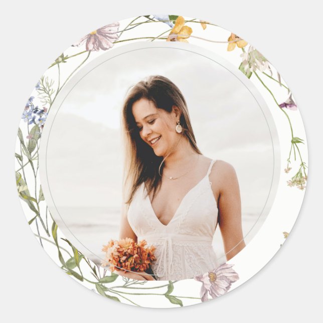 Sticker Rond Couronne florale champêtre rustique Photo Baby Sho (Devant)