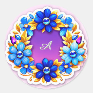 Sticker Rond Couronne florale colorée