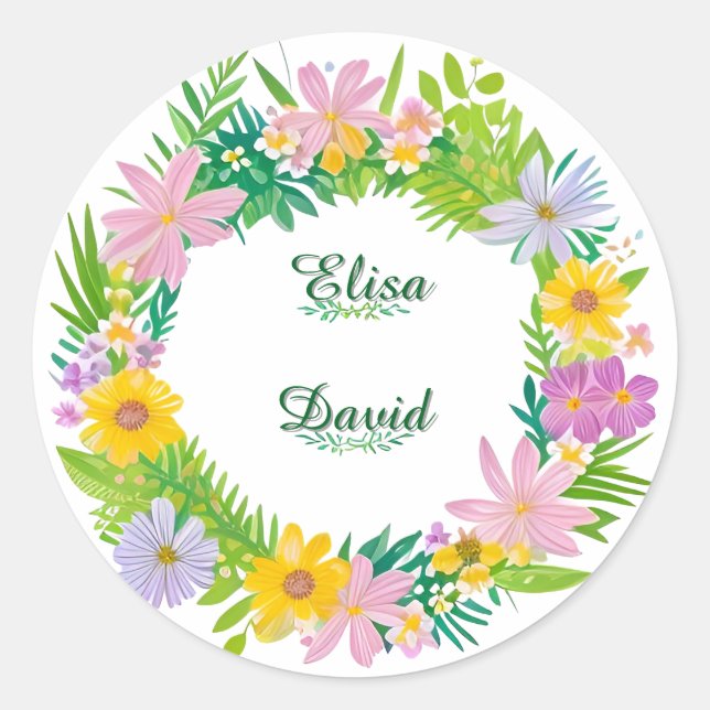 Sticker Rond Couronne florale colorée (Devant)