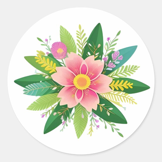 Sticker Rond Couronne florale colorée (Devant)