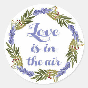 Sticker Rond Couronne florale de fleurs de lavande violettes Lo