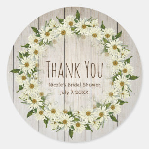 Sticker Rond Couronne florale de fleurs de marguerite rustique