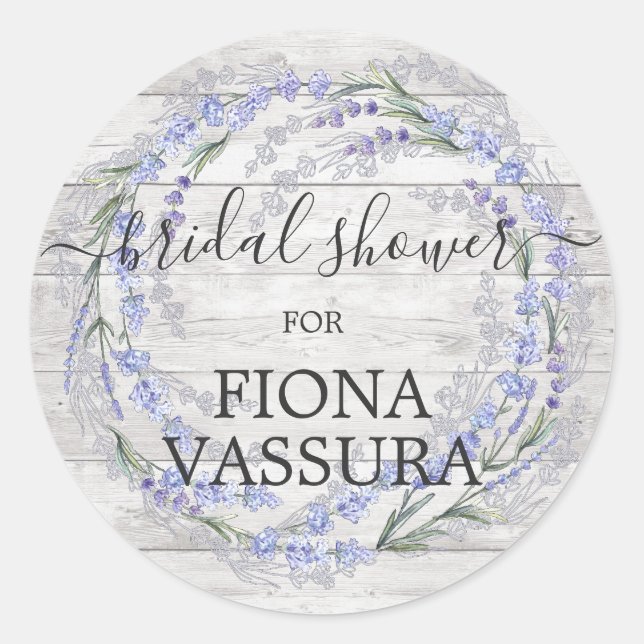 Sticker Rond Couronne florale de lavande en bois rustique Showe (Devant)