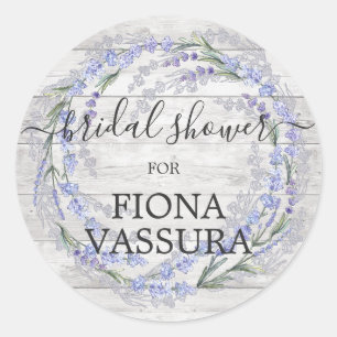 Sticker Rond Couronne florale de lavande en bois rustique Showe