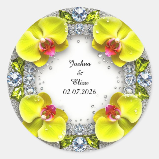 Sticker Rond Couronne florale de mariage (Devant)