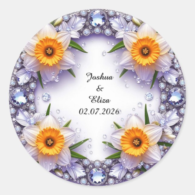 Sticker Rond Couronne florale de mariage (Devant)