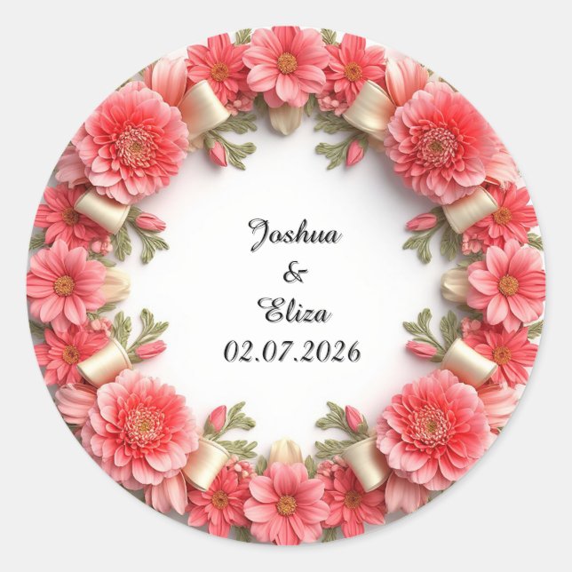 Sticker Rond Couronne florale de mariage (Devant)