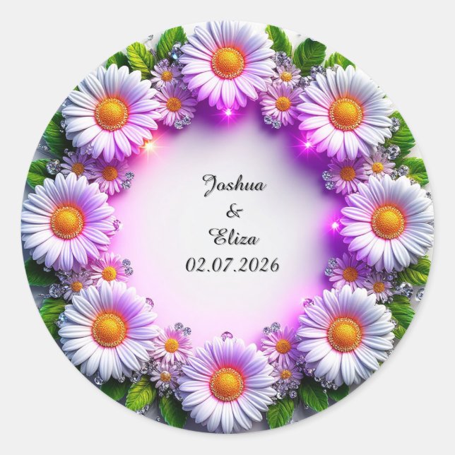 Sticker Rond Couronne florale de mariage (Devant)