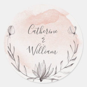 Sticker Rond Couronne florale de mariage aux fleurs de pêcher r