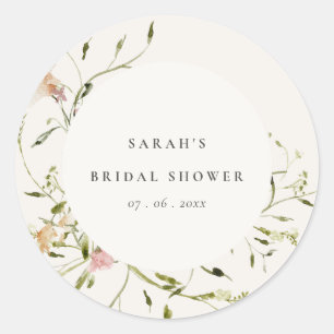 Sticker Rond Couronne florale de mariage en rose tendre de prai