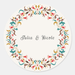 Sticker Rond Couronne florale élégante romantique moderne de ma