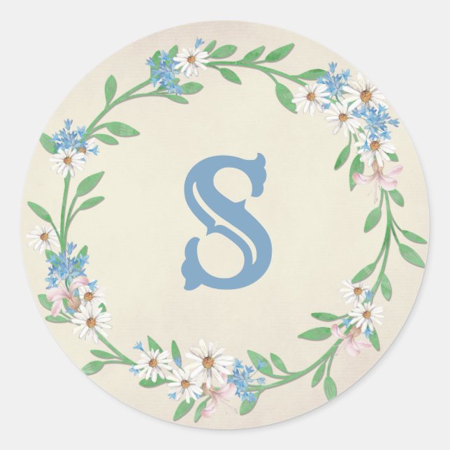 Sticker Rond Couronne florale margueuse (Devant)