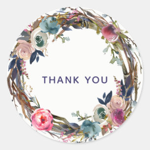 Sticker Rond Couronne florale moderne chic branches rustiques