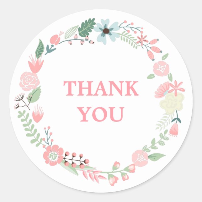 Sticker Rond Couronne florale monogramme (Devant)