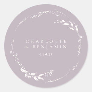 Sticker Rond Couronne florale Monogramme personnalisé Dusty Lil