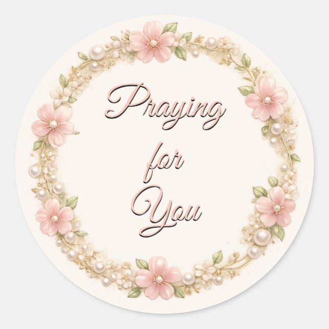 Sticker Rond Couronne florale perle Élégante pastel (Devant)
