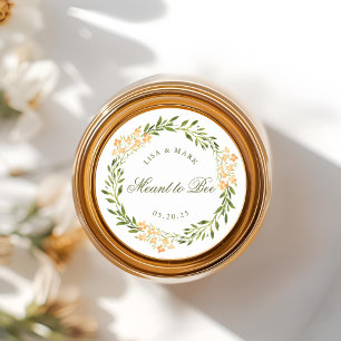 Sticker Rond Couronne florale pour jarre de miel de mariage en