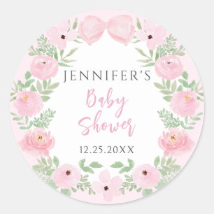 Sticker Rond Couronne florale rose mignonne avec ruban pour bab