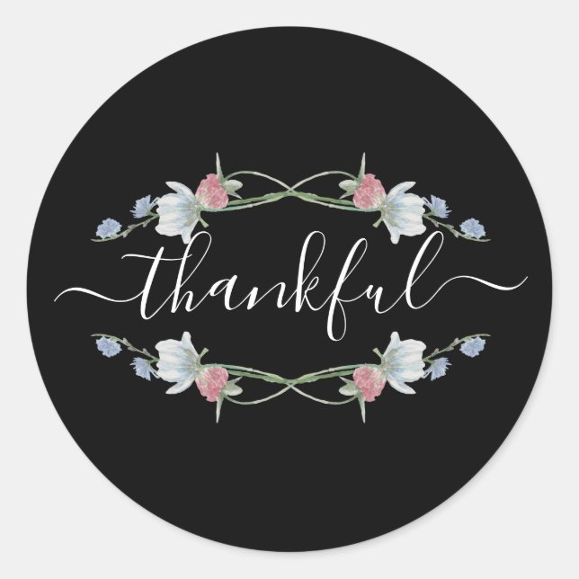 Sticker Rond Couronne florale sauvage, Thanksgiving (Devant)