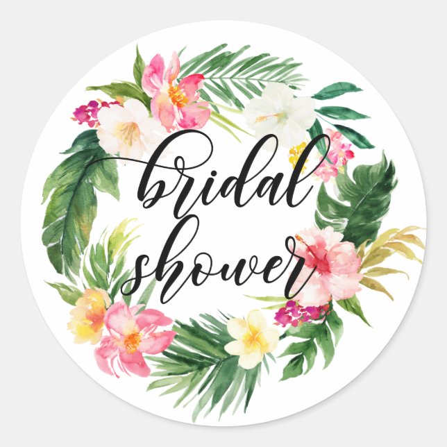 Sticker Rond Couronne florale tropicale à l'aquarelle pour une  (Devant)