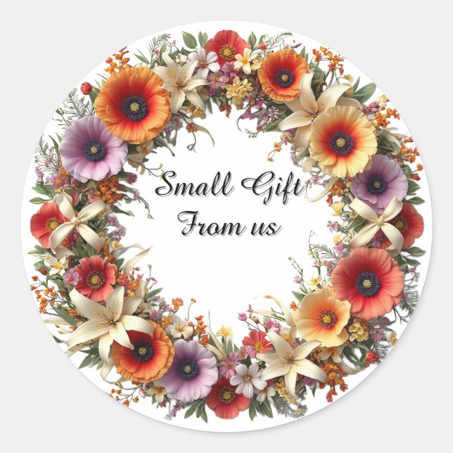 Sticker Rond Couronne florale vibrante (Devant)