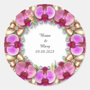 Sticker Rond Couronne florale vibrante aux fleurs colorées