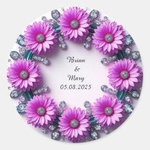 Sticker Rond Couronne florale vibrante aux fleurs colorées