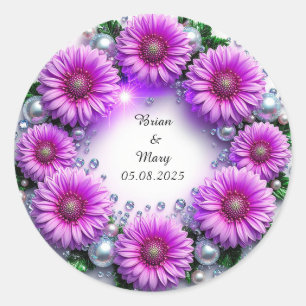 Sticker Rond Couronne florale vibrante aux fleurs colorées