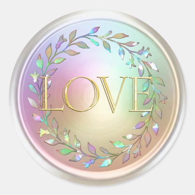 Sticker Rond Couronne perlée LOVE Or 3 (Devant)