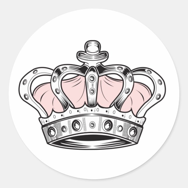 Sticker Rond Couronne - rose (Devant)