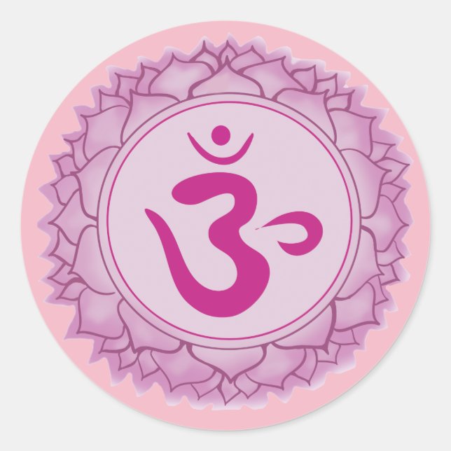 Sticker rond Couronne rose chakra classique, brill (Devant)