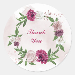 Sticker Rond couronne rose mauve blanche