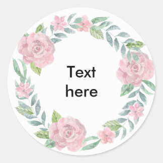 Sticker Rond Couronne rose pastel pour customiser avec un nom