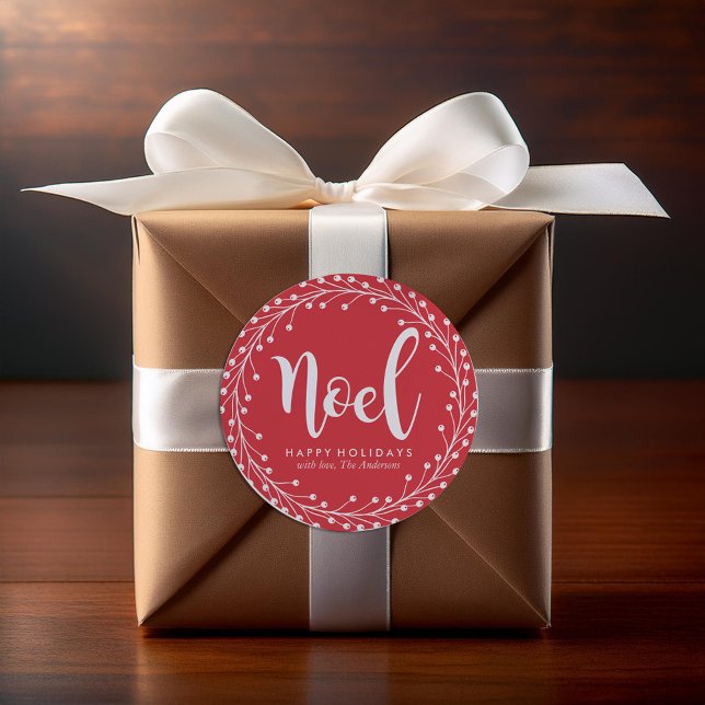 Sticker Rond Couronne rouge de Noël (Créateur téléchargé)