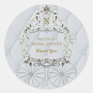 Sticker Rond Couronne Royale Blanche & Dorée Carrosse Cendrillo