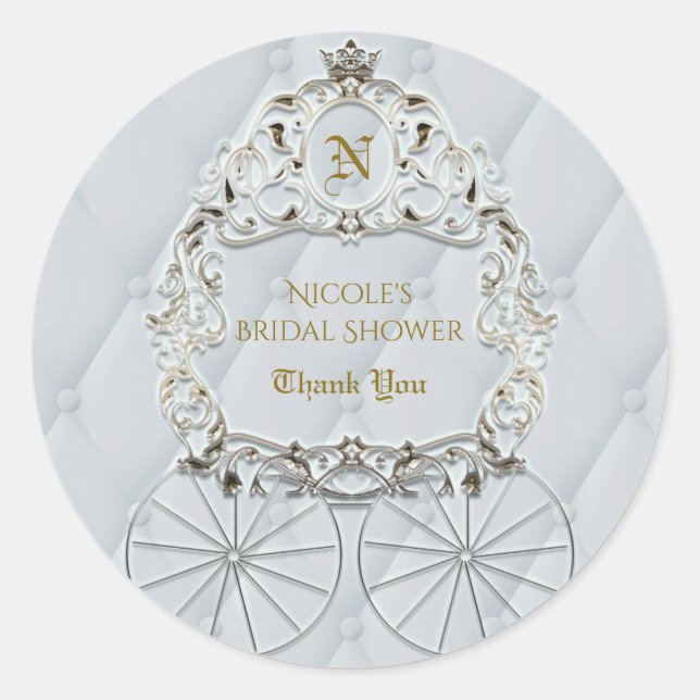 Sticker Rond Couronne Royale Blanche & Dorée Carrosse Cendrillo (Devant)