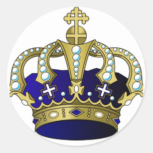 Sticker Rond Couronne royale de bleu et d'or