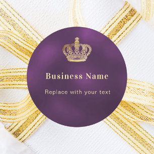 Sticker Rond Couronne royale d'or violet