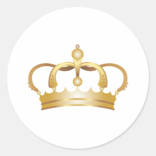 Sticker Rond Couronne Royale Élégante en Or