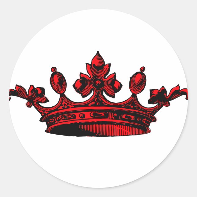 Sticker Rond Couronne royale en rouge Prince, Princesse, Roi, R (Devant)