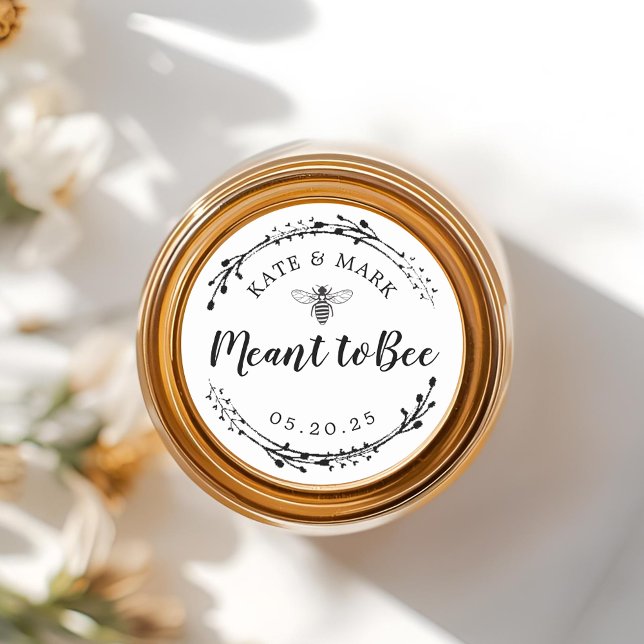Sticker Rond Couronne Rustique Pot de Miel en Faveur de Mariage (Créateur téléchargé)