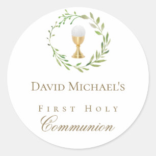 Sticker Rond Couronne verte de première communion solennelle